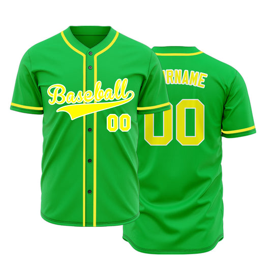 Custom Yellow And Green Baseball Jersey