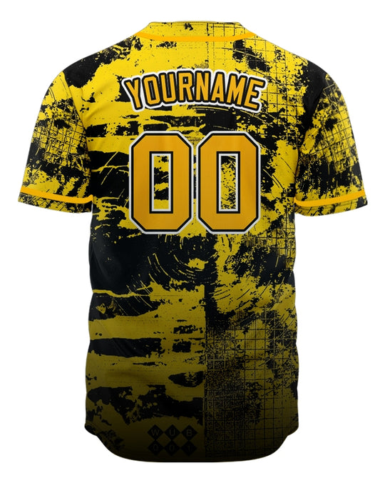 Custom Yellow Black Ink Baseball Jersey