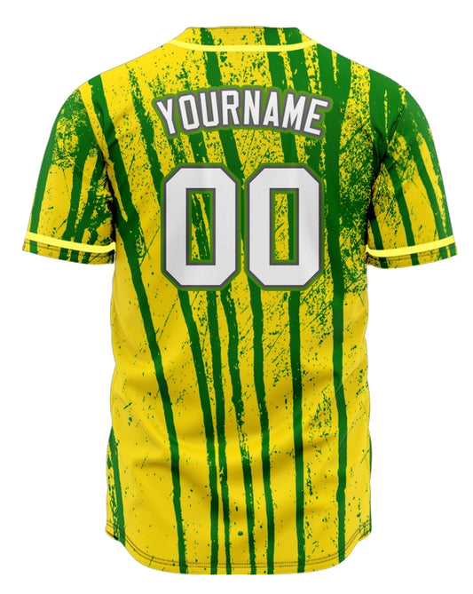 Custom Yellow Green Vertical lines Baseball Jersey