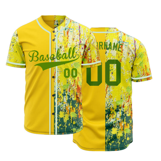 Custom Yellow Ink Baseball Jersey