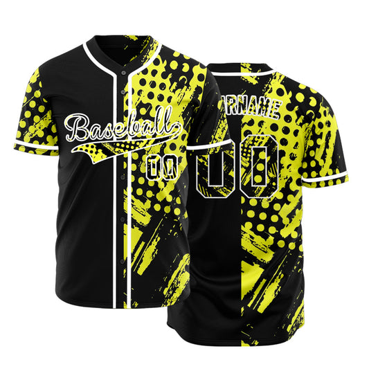 Custom Yellow Pitch Texture Baseball Jersey