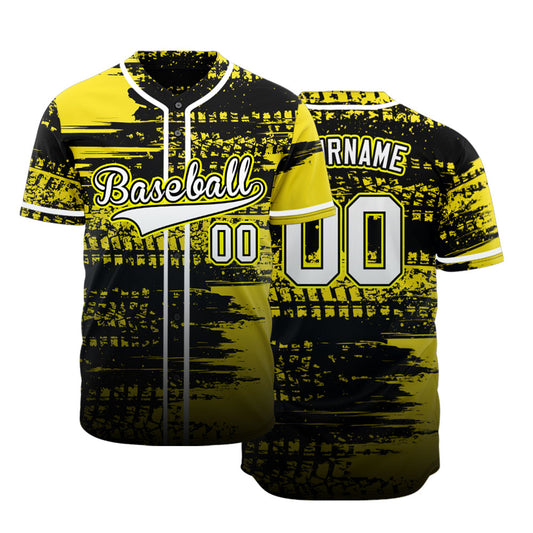 Custom Yellow Vertical Lines Baseball Jersey