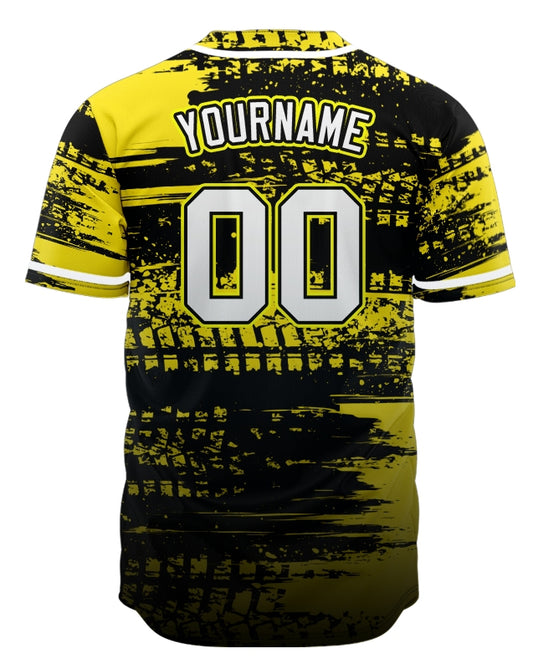 Custom Yellow Vertical Lines Baseball Jersey